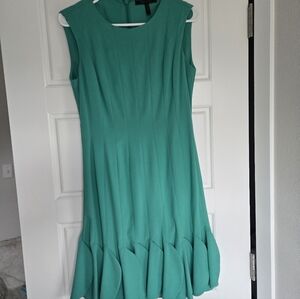 BCBGMaxAzria Teal Midi Dress with Ruffle Hem